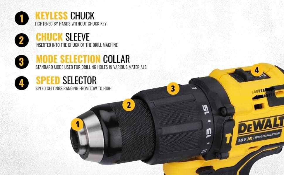 DeWalt DCD709N-XJ Cordless Impact Drill - Yellow - Image 4