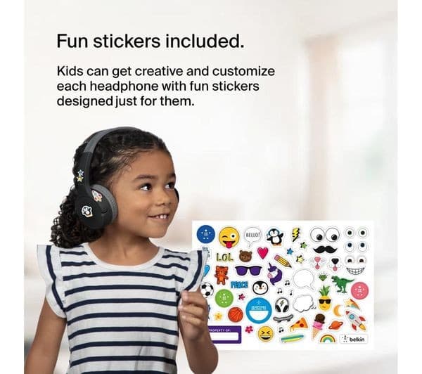 Belkin SoundForm Mini Wireless On-Ear Kids Headphones - Black - Image 8