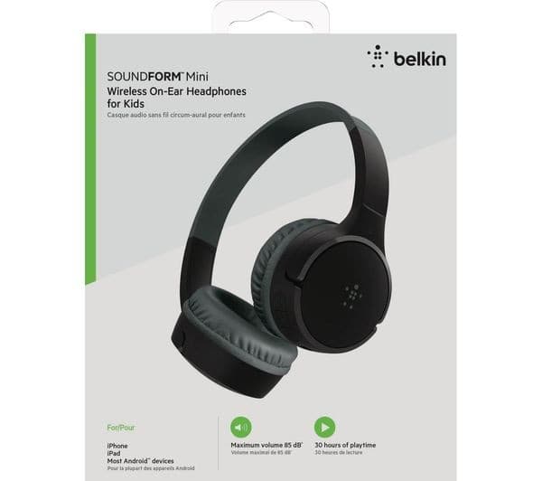 Belkin SoundForm Mini Wireless On-Ear Kids Headphones - Black - Image 9