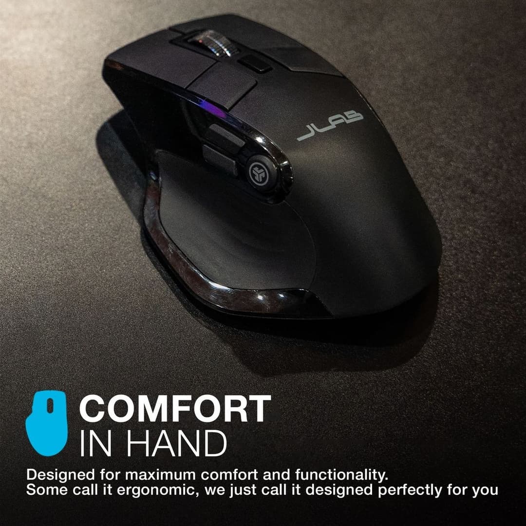 JLab Epic Wireless Bluetooth Ergonomic Mouse - Black - Image 5