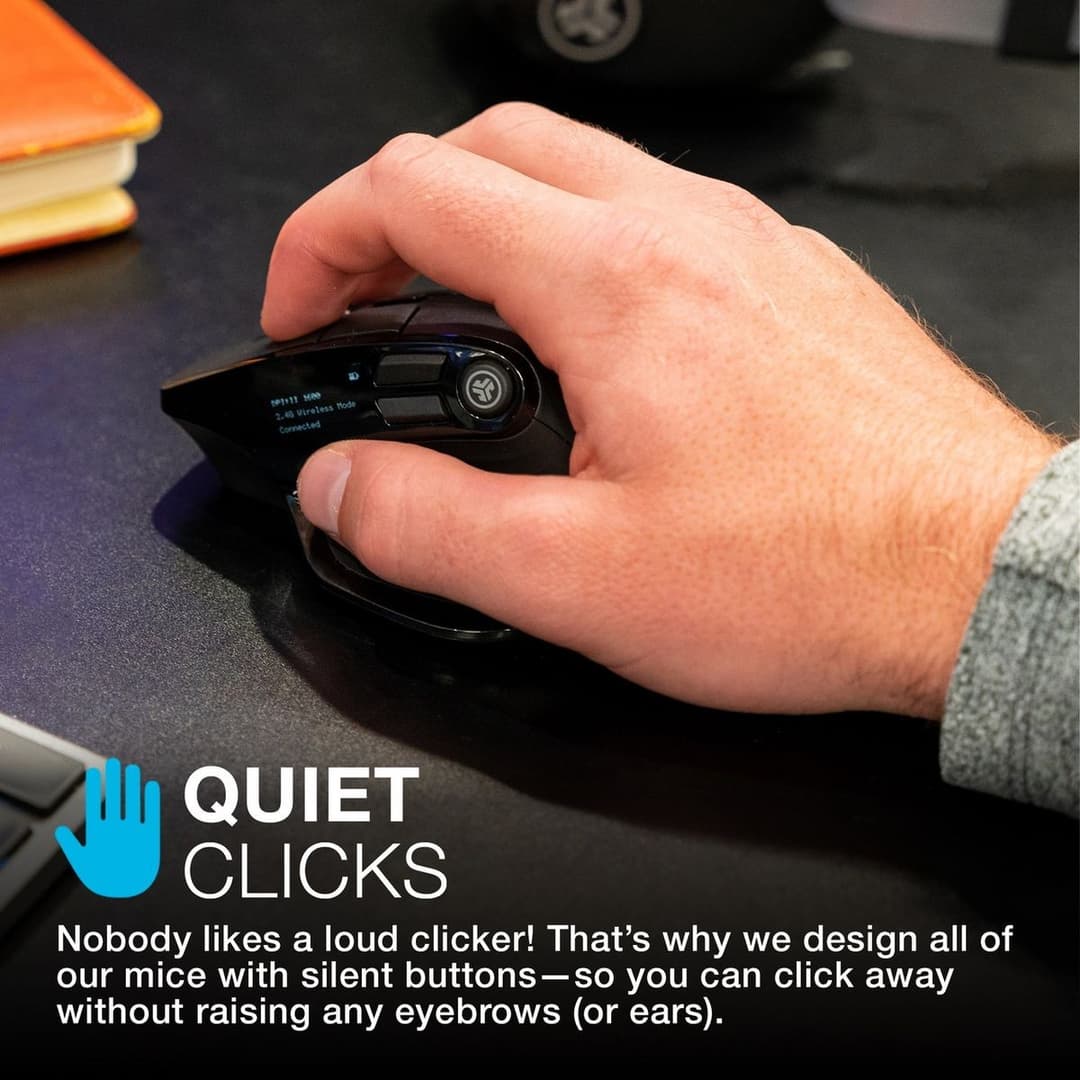 JLab Epic Wireless Bluetooth Ergonomic Mouse - Black - Image 6