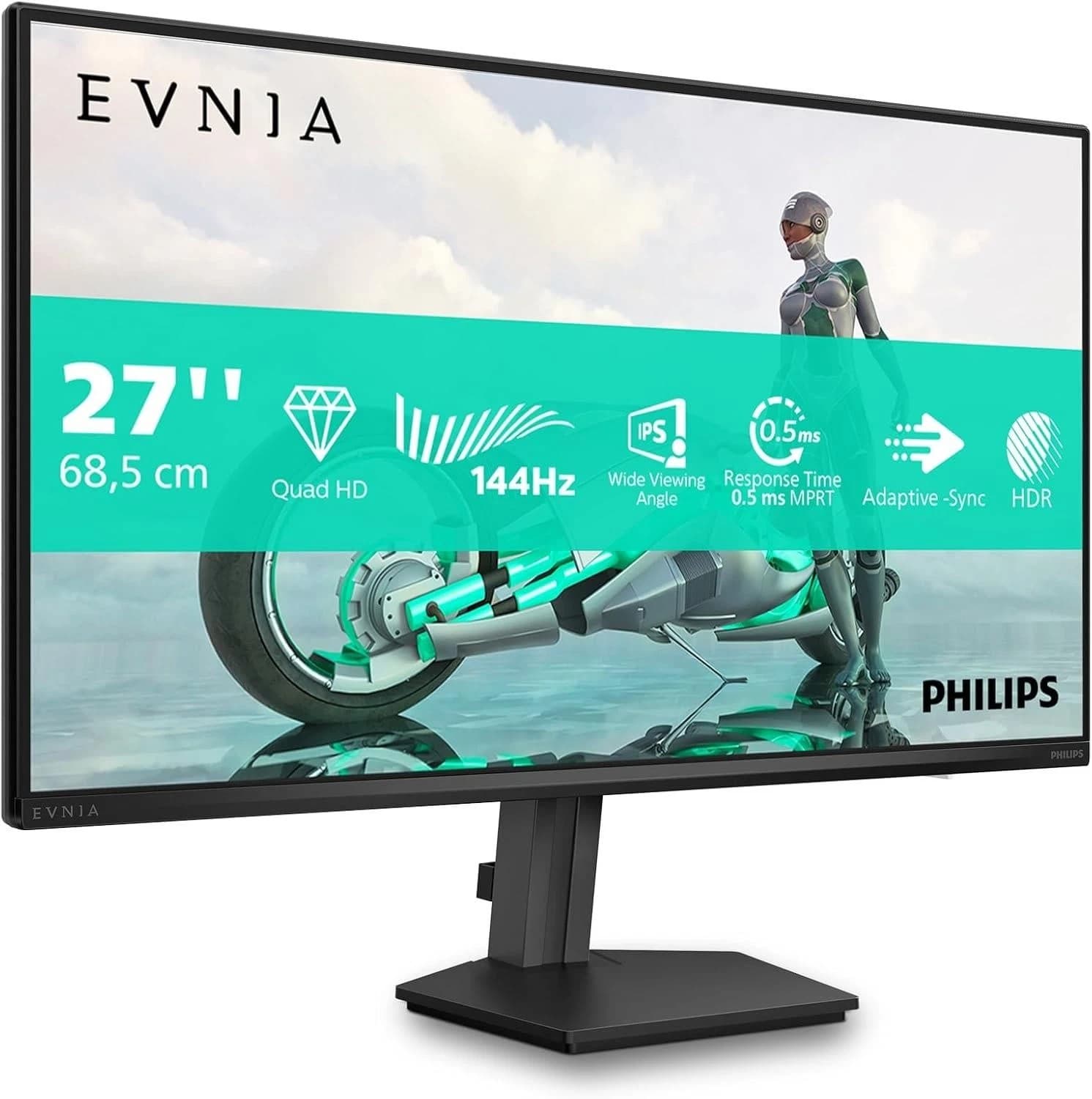 Philips Evnia 27M2N3500NF 27 inch WQHD 2560x1440 IPS Gaming Monitor 144Hz HDR10 Adaptive Sync - Dark Grey