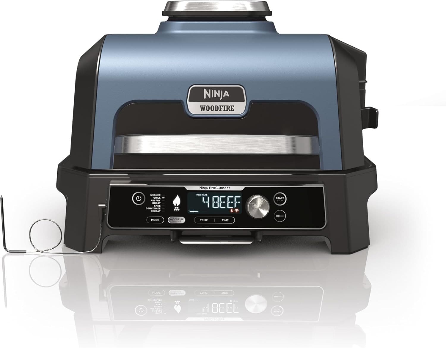 Ninja OG901UK Woodfire Pro Connect XL Electric BBQ Grill & Smoker Black Blue