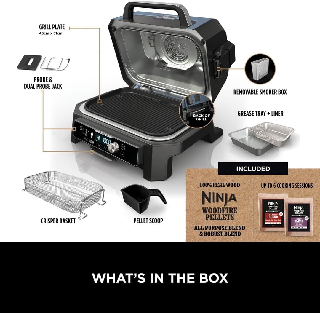 Ninja OG901UK Woodfire Pro Connect XL Electric BBQ Grill & Smoker Black Blue - Image 2