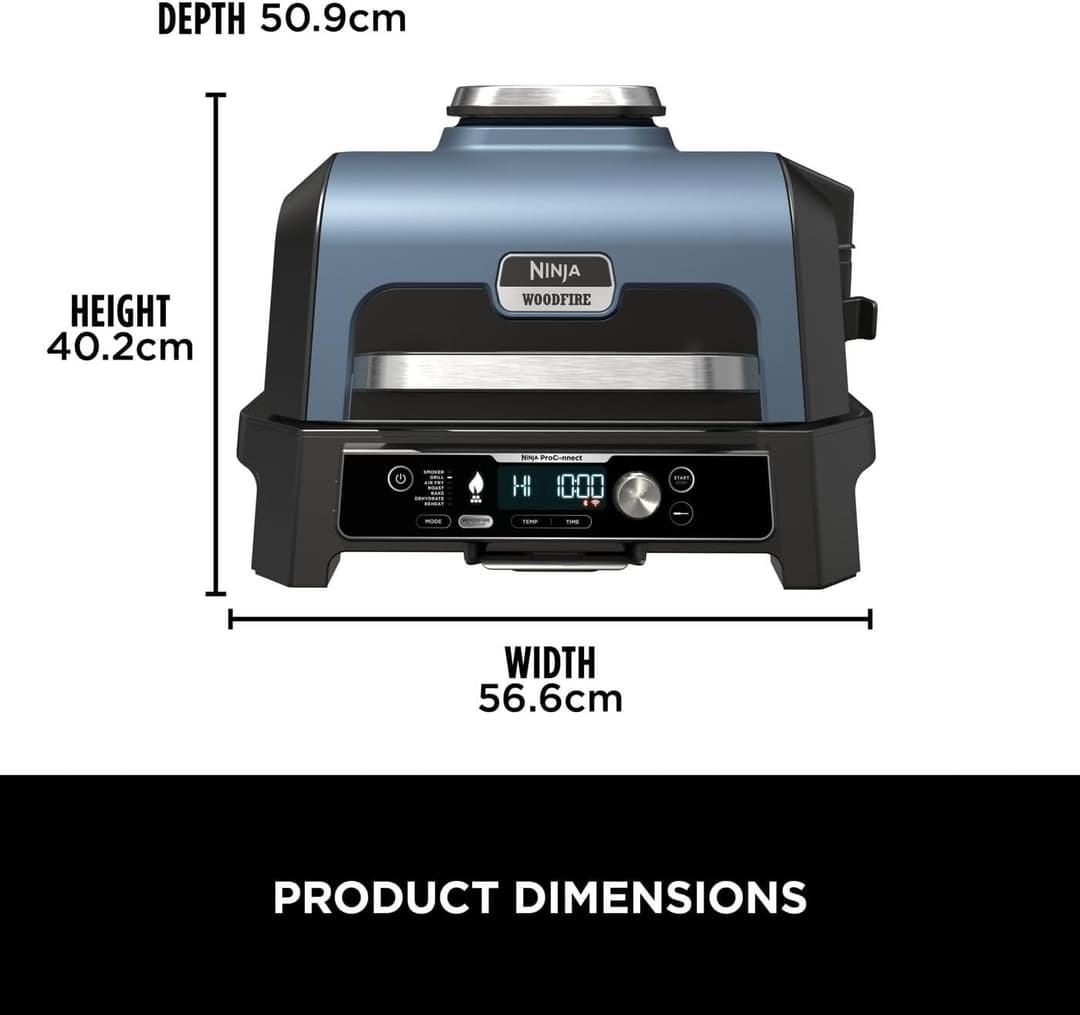 Ninja OG901UK Woodfire Pro Connect XL Electric BBQ Grill & Smoker Black Blue - Image 9