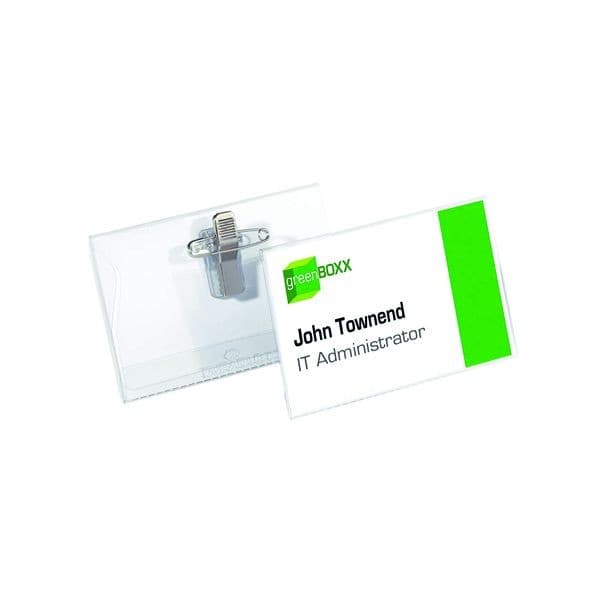 Durable Name Badge With Combi Clip 54x90mm Pack of 50 Clear 8101/19 - Image 1