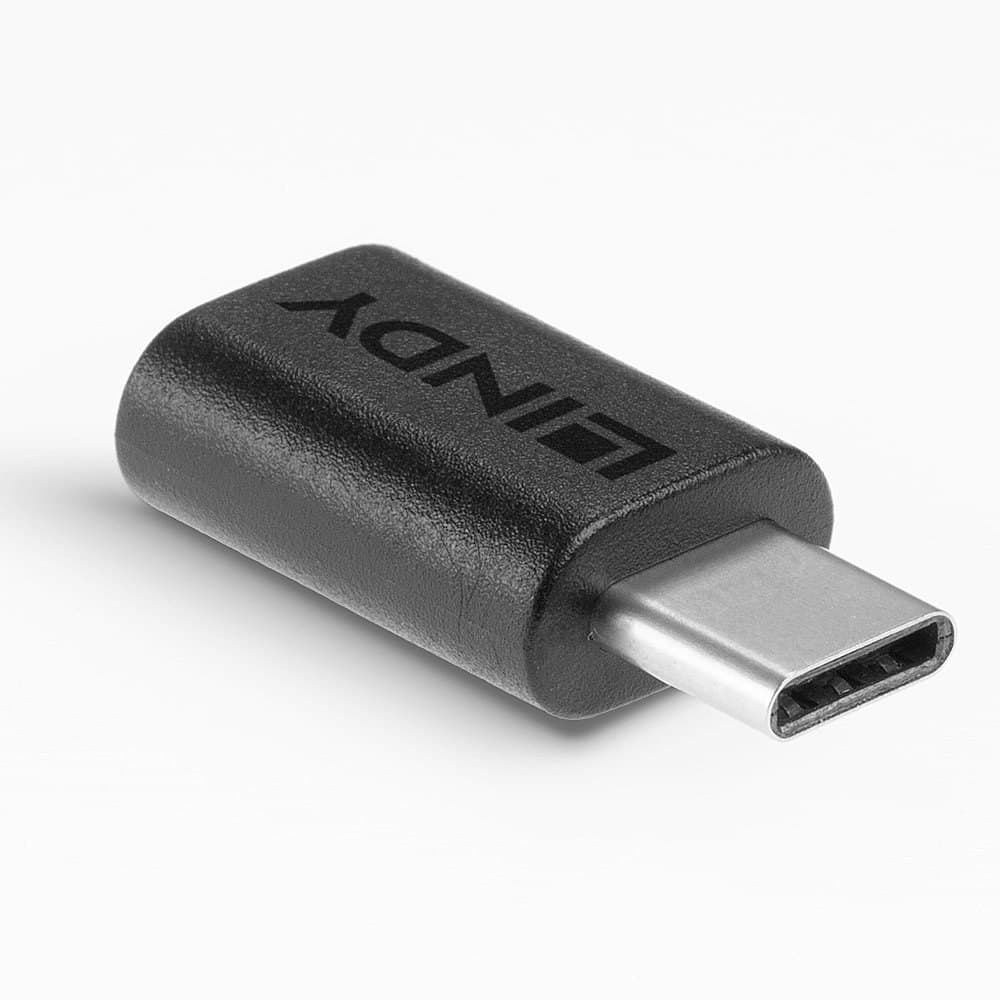 Lindy USB 3.2 Gen 2x2 Type C Male to Type C Female Adapter, 20Gbps, Black - Image 2