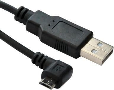 USB A to USB Micro B Angled, Version 2.0, Black, 3m
