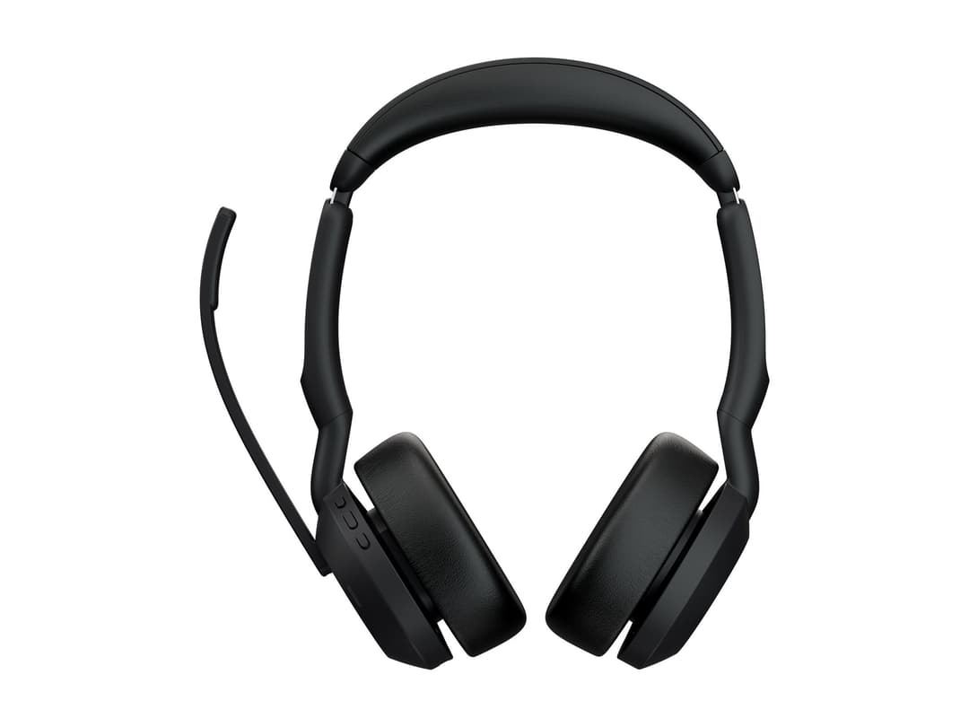 Jabra Evolve2 55 MS Stereo Wireless On-Ear Headset with Charging Stand - Bluetooth, ANC, USB-C, Black - Optimised for Microsoft Teams - Image 1