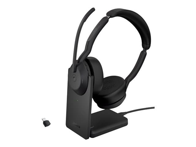 Jabra Evolve2 55 MS Stereo Wireless On-Ear Headset with Charging Stand - Bluetooth, ANC, USB-C, Black - Optimised for Microsoft Teams - Image 3
