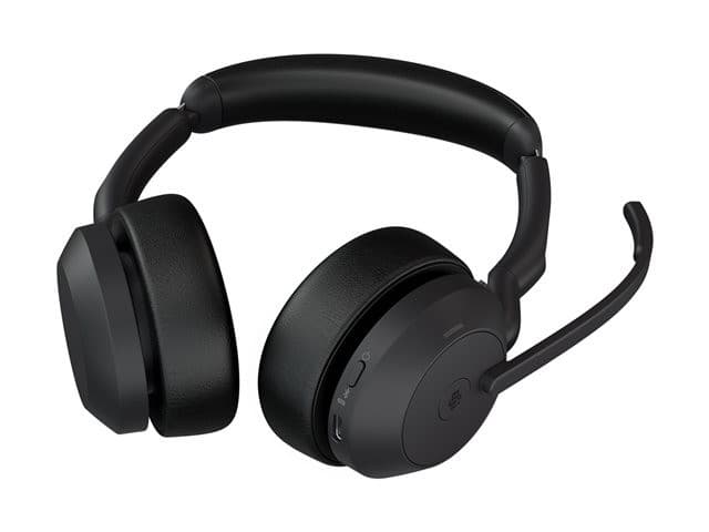 Jabra Evolve2 55 MS Stereo Wireless On-Ear Headset with Charging Stand - Bluetooth, ANC, USB-C, Black - Optimised for Microsoft Teams - Image 4