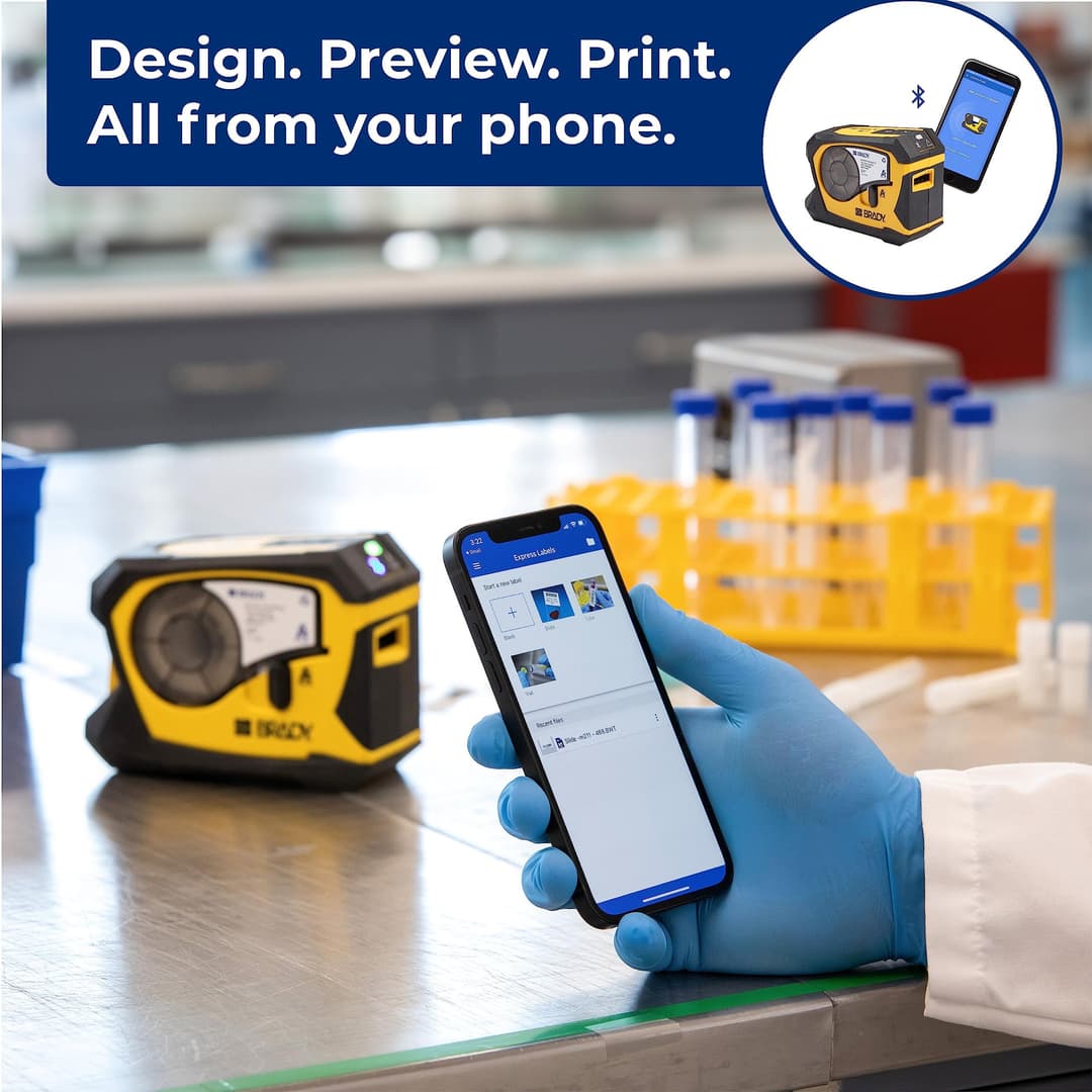 Brady M211 Portable Bluetooth Label Printer with M21-750-499 19.05mm Label Cartridge - Yellow/Black - Image 4