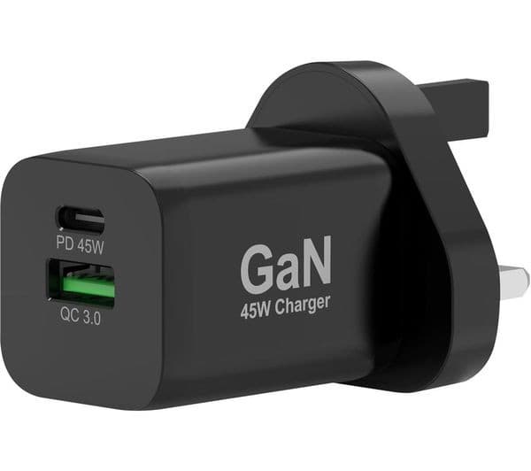 PORT DESIGNS PORT Connect 45W 2-Port GaN USB Wall Charger Black - Image 1