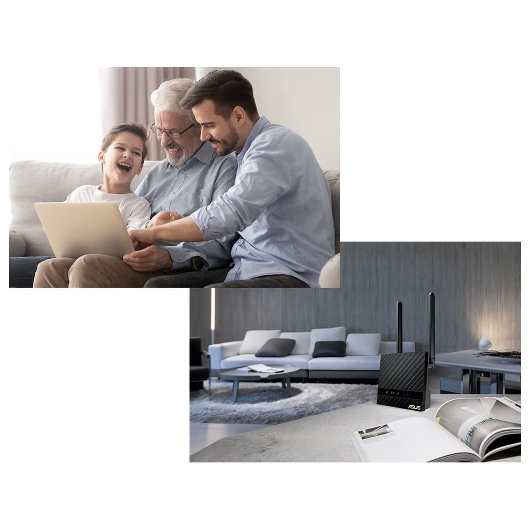 ASUS 4G-N16 4G LTE Wi-Fi Modem Router - N300 300 Mbps Wi-Fi, 150 Mbps LTE, SIM Slot - Black - Image 3