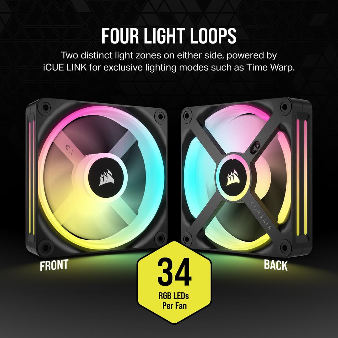 Corsair iCUE LINK QX120 RGB 120mm Magnetic Dome RGB Single Fan Expansion Kit - Black - Image 5