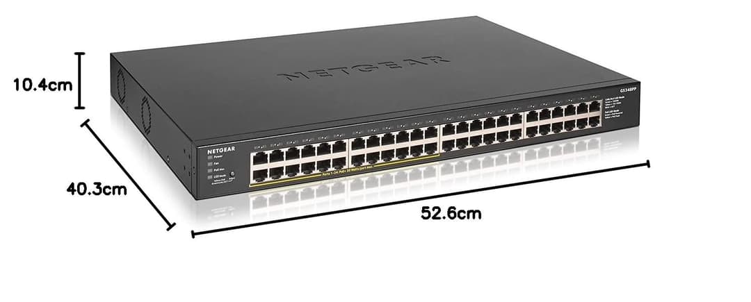 NETGEAR GS348PP 48-Port Gigabit Unmanaged PoE+ Network Switch, 24 PoE+ Ports, 380W, Rackmount - Black - Image 7