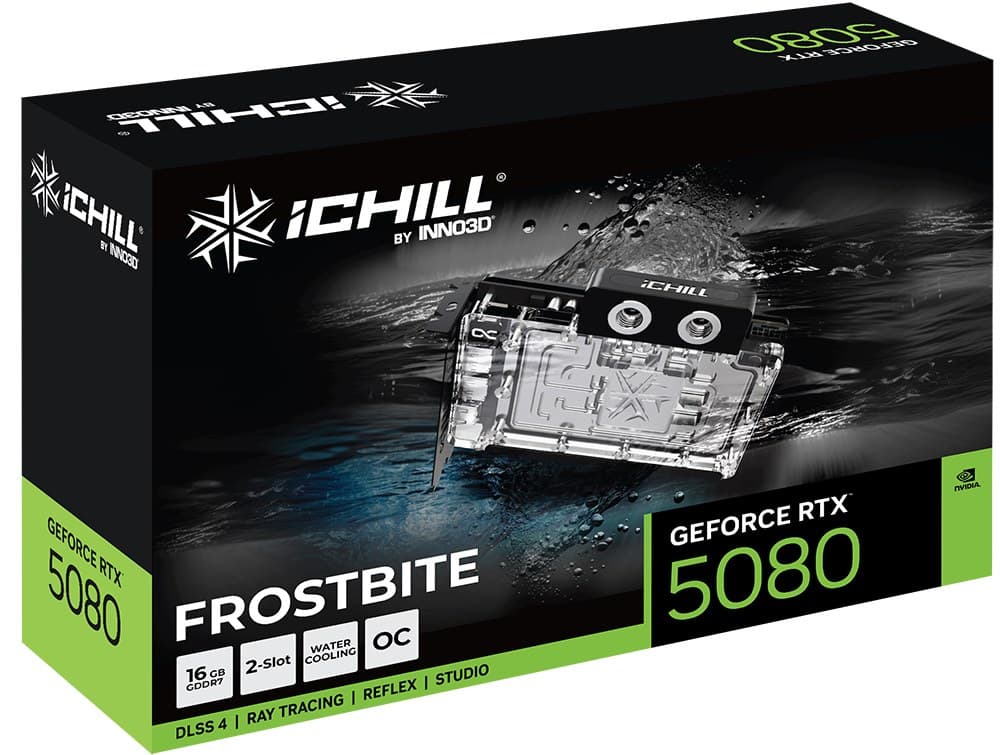 INNO3D iChill GeForce RTX 5080 FROSTBITE NVIDIA 16 GB GDDR7 Waterblock Graphics Card - Image 2