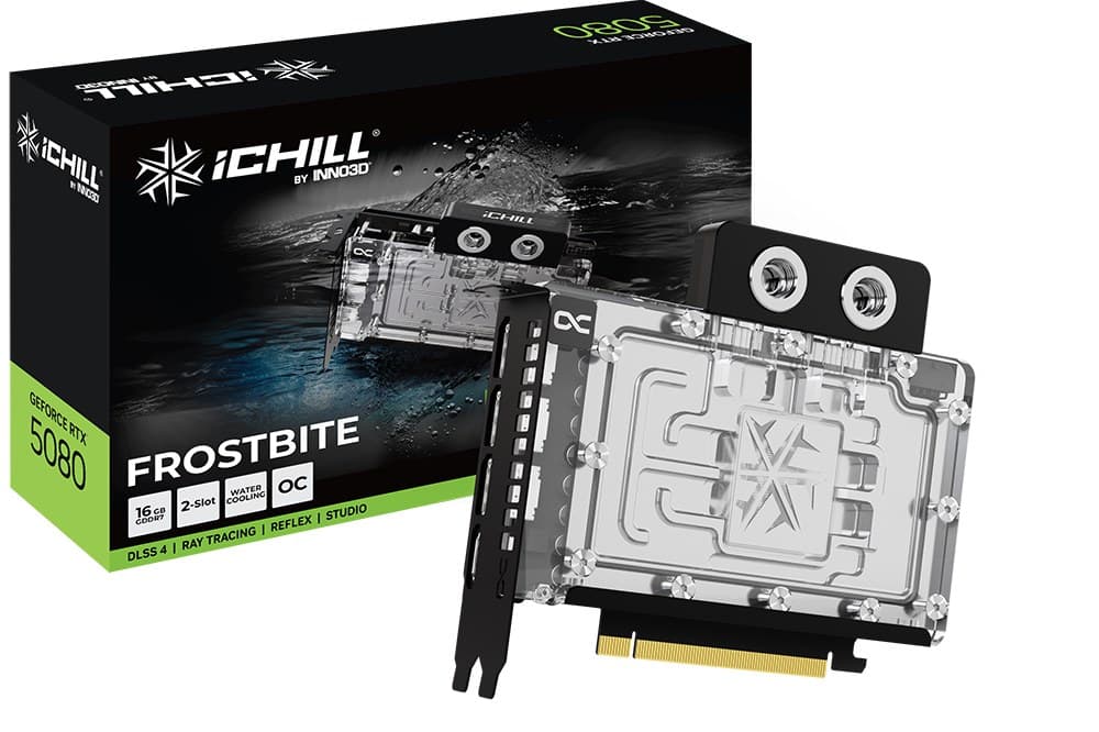 INNO3D iChill GeForce RTX 5080 FROSTBITE NVIDIA 16 GB GDDR7 Waterblock Graphics Card - Image 3