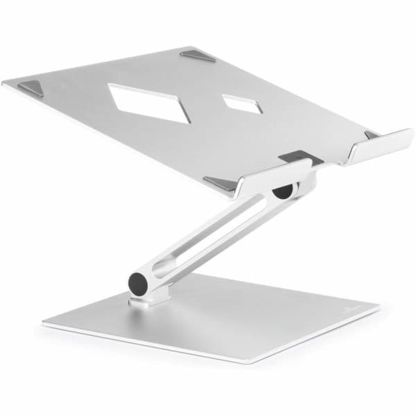 DURABLE RISE Laptop Stand, Up to 17" Screen Support, 12.60"H x 9.06"W x 11.02"D, Desktop, Tabletop, Aluminum, Silver - Image 1