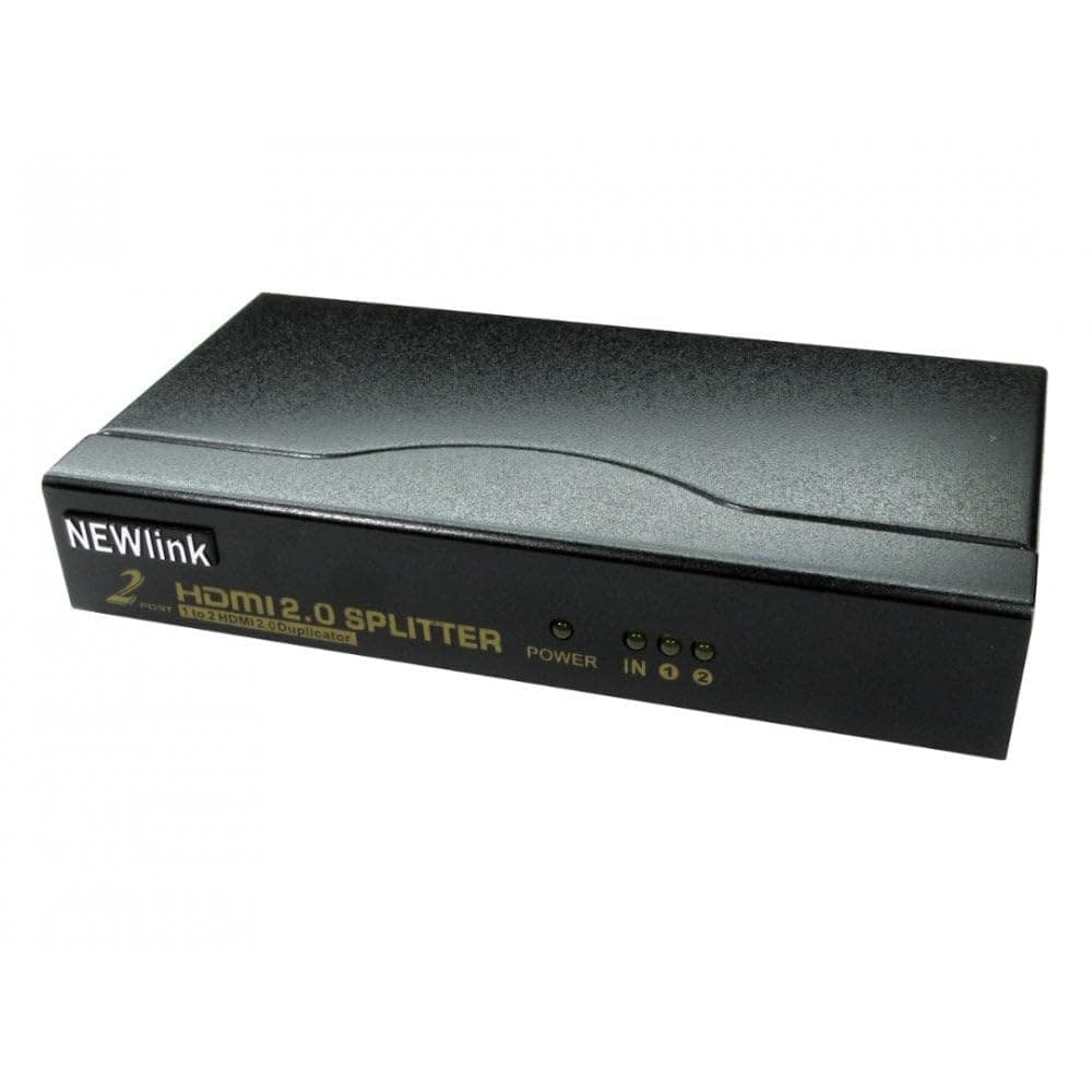 NewLink NLHDSP-202-HD2 2-Port HDMI 2.0 Splitter, 1 Device to 2 TVs, 4K 60Hz, Powered, with 3.5mm Audio Out