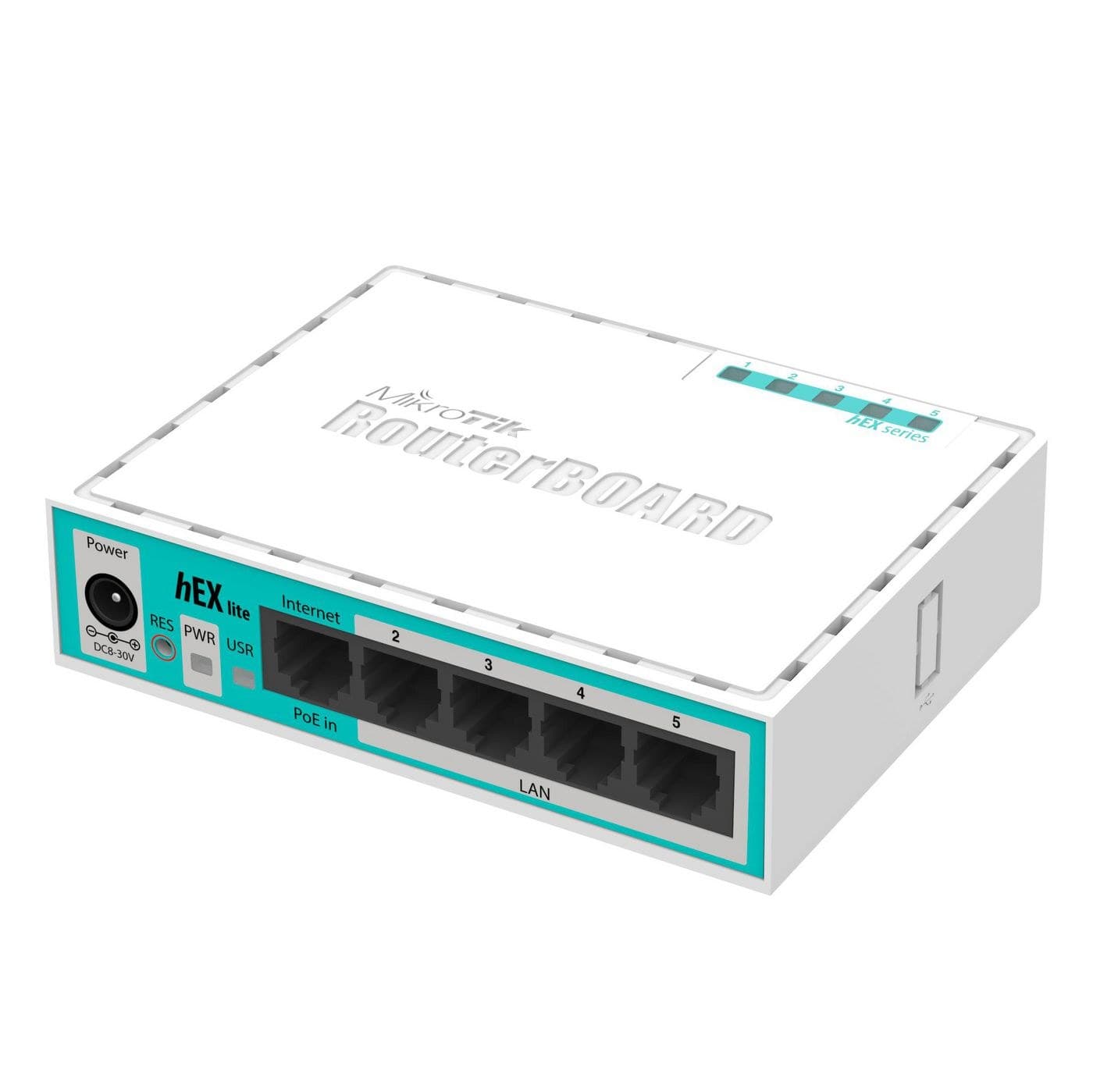 MikroTik RouterBOARD hEX lite RB750r2 5-Port 10/100 Ethernet Router, 850MHz CPU, 64MB RAM, RouterOS L4