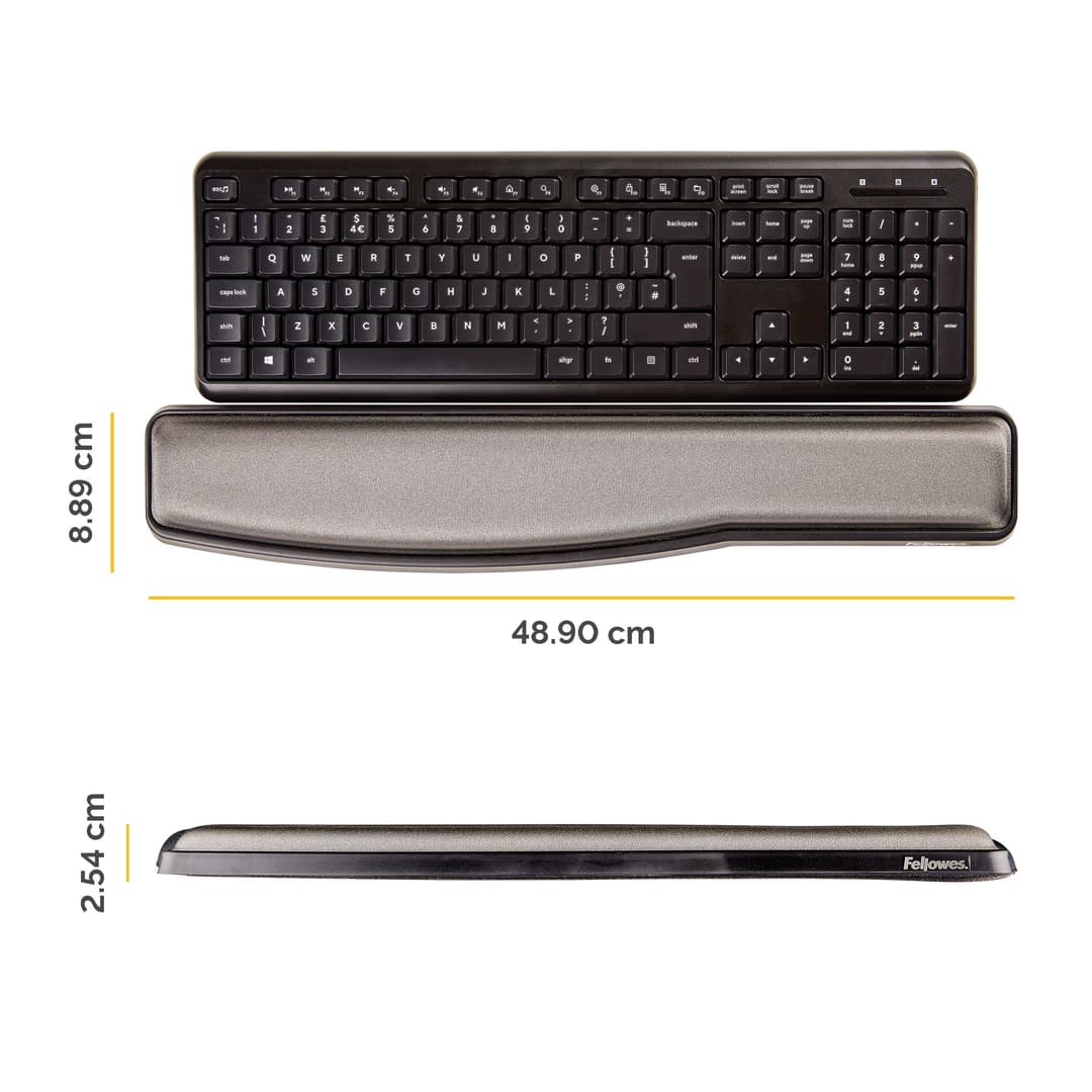 Fellowes Keyboard Wrist Rest - Premium Gel Wrist Rest with Non Skid Rubber Base - Adjustable Ergonomic Wrist Support for Computer, Laptop, Home Office Use - Black - Image 2