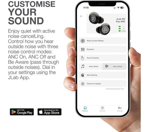JLab Go Pop ANC True Wireless Earbuds - Black - Image 8