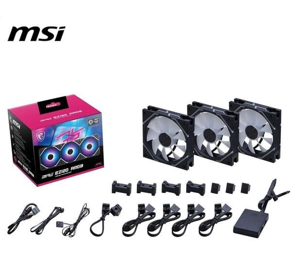 MSI MPG EZ120 ARGB 120mm Case Fan Triple Pack Black - Image 2