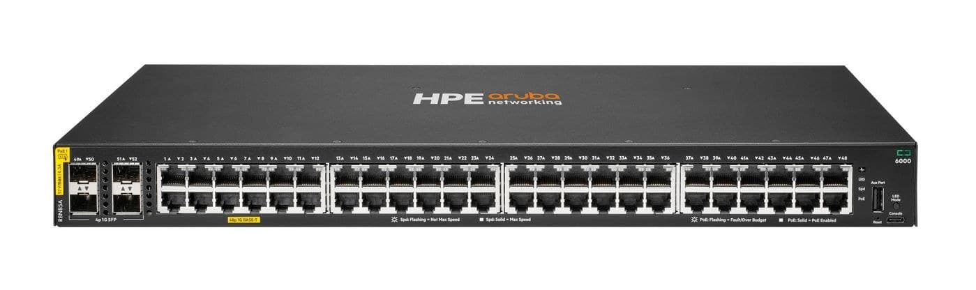 HPE Aruba 6000 48G Class4 PoE 4SFP 370W Managed Switch 1U (R8N85A)