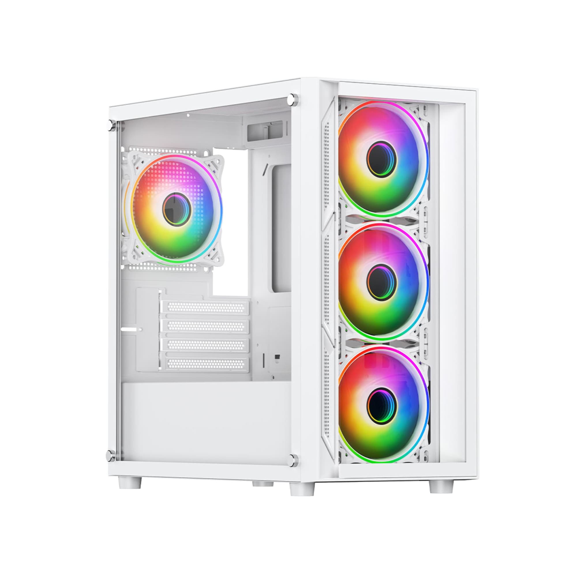 Vida Lucid Micro-ATX Tower ARGB Tempered Glass Gaming PC Case - White