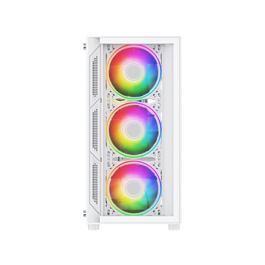 Vida Lucid Micro-ATX Tower ARGB Tempered Glass Gaming PC Case - White - Image 4