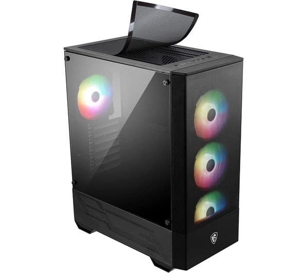 MSI MAG FORGE 112R ATX Mid-Tower PC Case with 4 x 120mm ARGB Fans, Tempered Glass - Black - Image 3