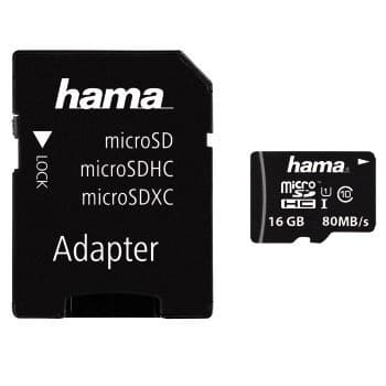 Hama microSD UHS-I Class 10 Memory Card with SD Adapter - 16GB