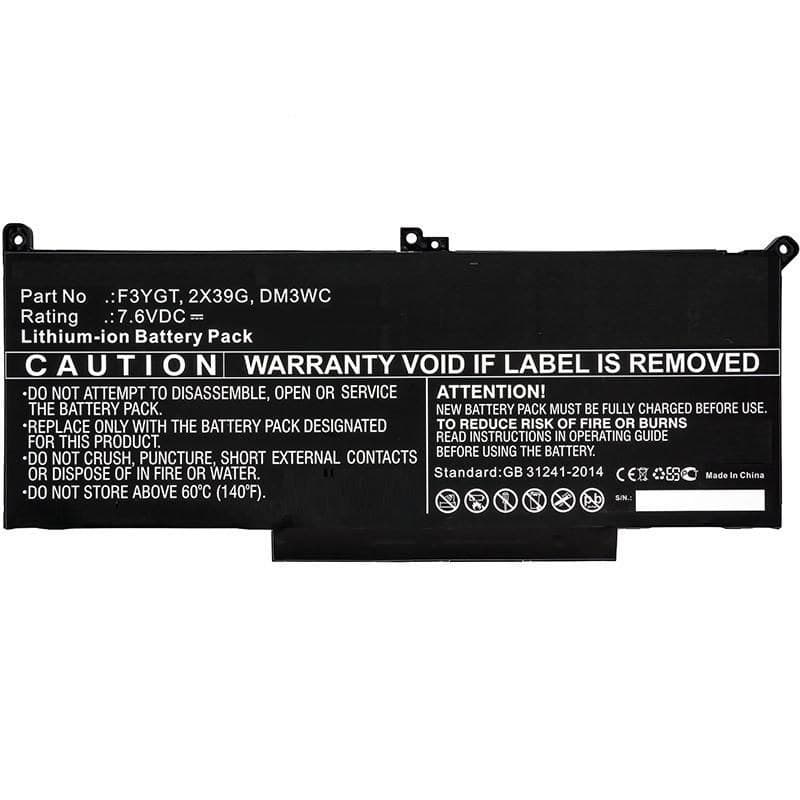 CoreParts MBXDE-BA0142 Laptop Battery for Dell Latitude 7280/7290/7390/7480, 44Wh 5800mAh 7.6V 4-Cell (F3YGT, 2X39G, DM3WC)