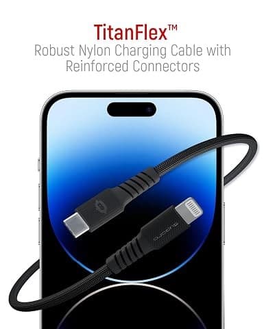 TitanFlex USB-C to Lightning Braided Fast Charging Cable 1.2M Black - Image 3