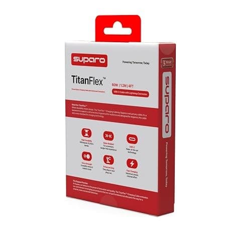 TitanFlex USB-C to Lightning Braided Fast Charging Cable 1.2M Black - Image 5