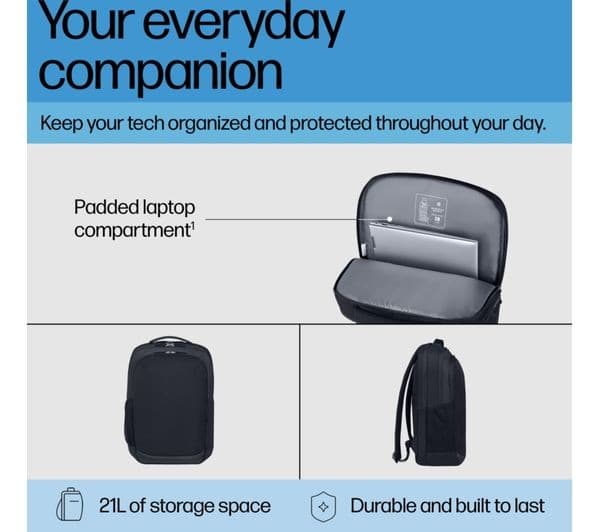 HP 15.6" Laptop Backpack Black & Grey - Image 9