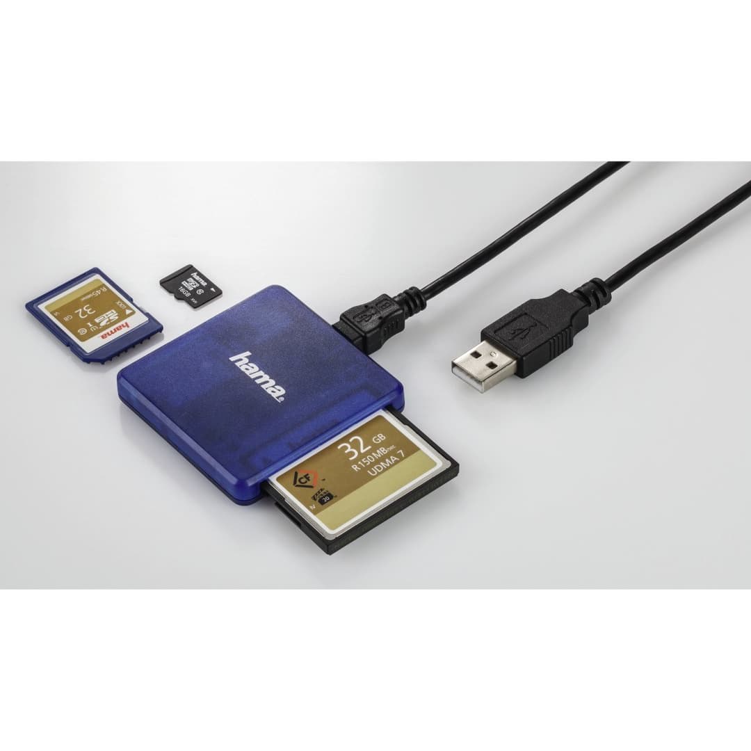 Hama USB 2.0 Multi-Card Reader, SD/microSD/CF - Blue - Image 4