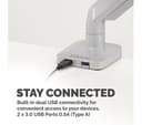 FELLOWES Platinum Series Single Arm Tilt & Swivel 40" Monitor Desk Mount - Silver thumbnail 5