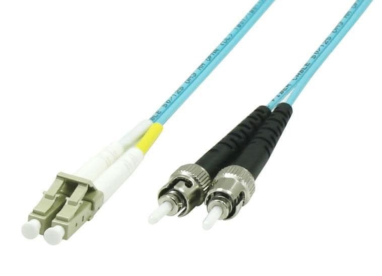 Microconnect Optical Fibre Cable LC-ST Multimode Duplex OM3 50/125 1m Aqua (FIB412001) - Image 1