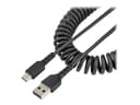 StarTech R2ACC-1M-USB-CABLE Coiled USB-A to USB-C Cable 1m Black thumbnail 1