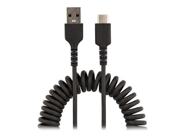 StarTech R2ACC-1M-USB-CABLE Coiled USB-A to USB-C Cable 1m Black - Image 2