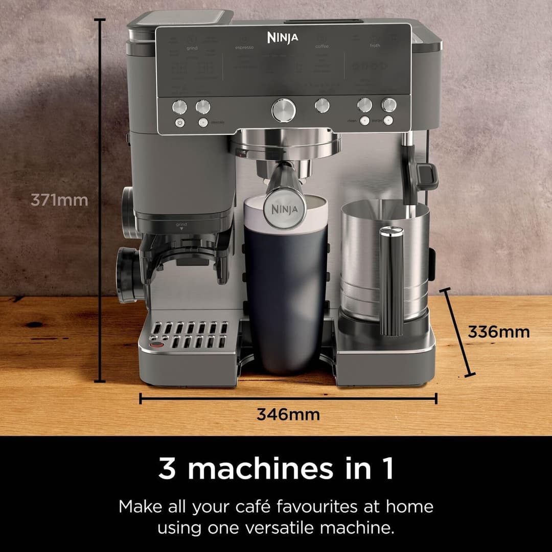 Ninja Luxe Café Premier 3-in-1 Coffee Machine with Built-In Grinder & Milk Frother Gun Metal ES601UKGM - Image 2