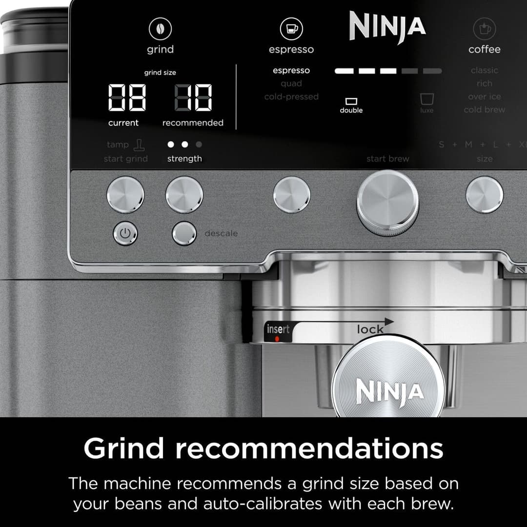 Ninja Luxe Café Premier 3-in-1 Coffee Machine with Built-In Grinder & Milk Frother Gun Metal ES601UKGM - Image 5