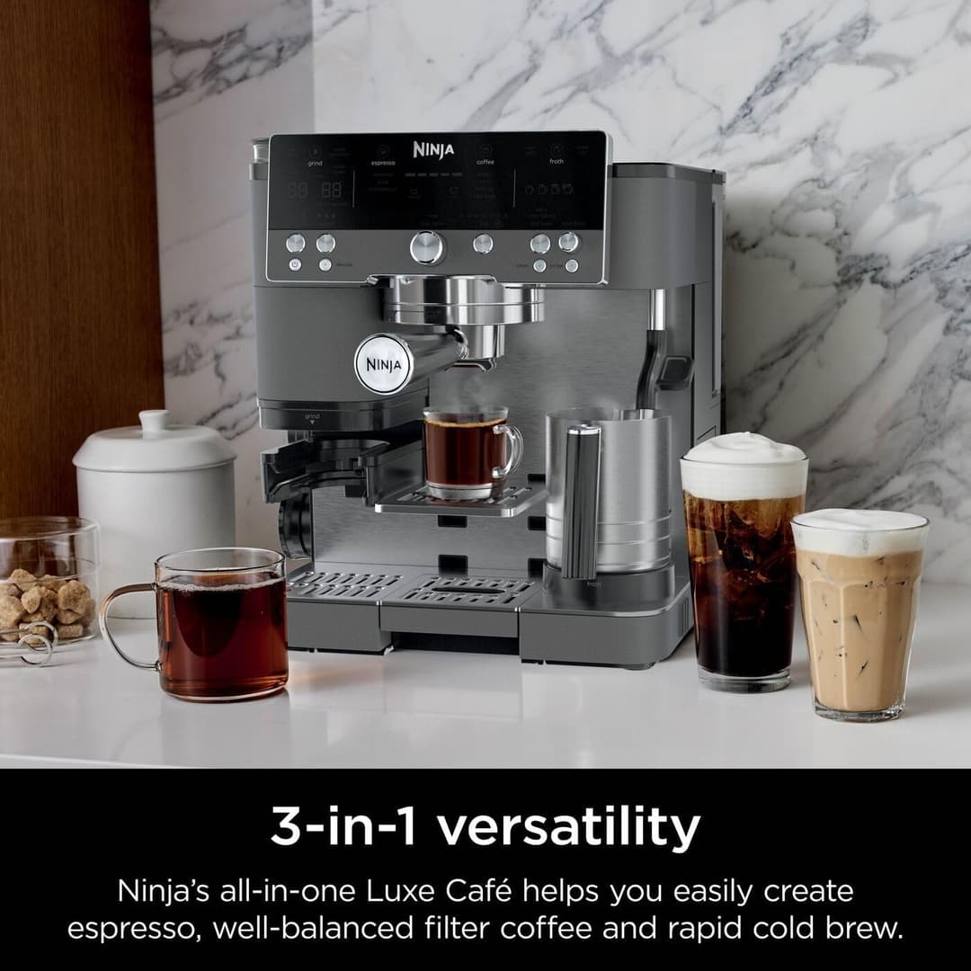Ninja Luxe Café Premier 3-in-1 Coffee Machine with Built-In Grinder & Milk Frother Gun Metal ES601UKGM - Image 7