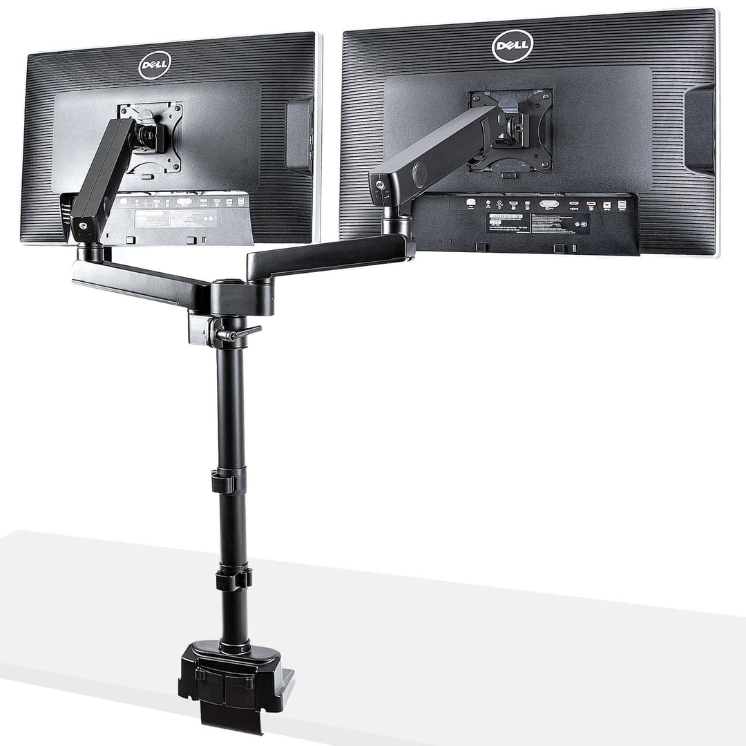 StarTech.com Desk Mount Dual Monitor Arm, Full Motion Monitor Mount for 2x VESA Displays up to 32" (17.6lb/8kg), Height Adjustable, Clamp/Grommet Mount, Mechanical Spring - Image 4