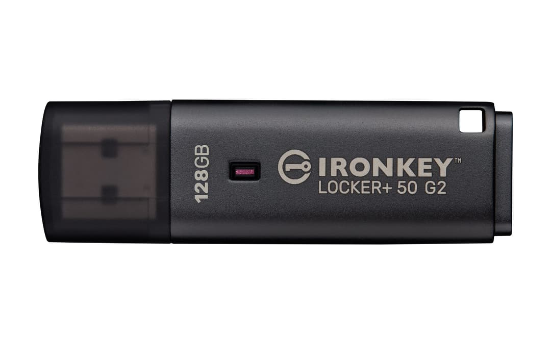 Kingston IronKey Locker+ 50 G2 AES-256 Encrypted USB 3.2 Gen 1 Flash Drive 128GB - Image 1