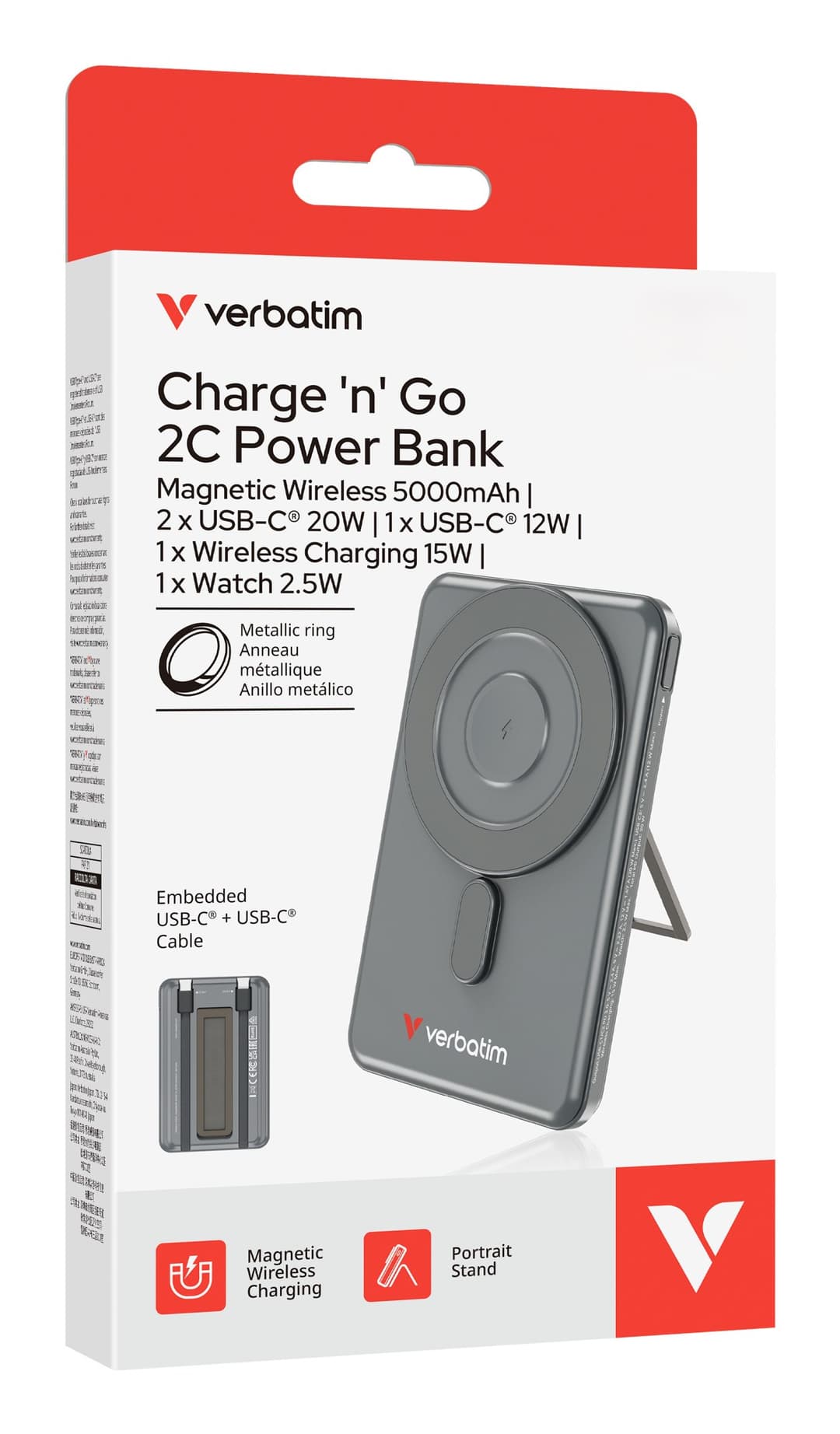 Verbatim Charge'n'Go 2C Power Bank 5000 mAh Grey - Image 4