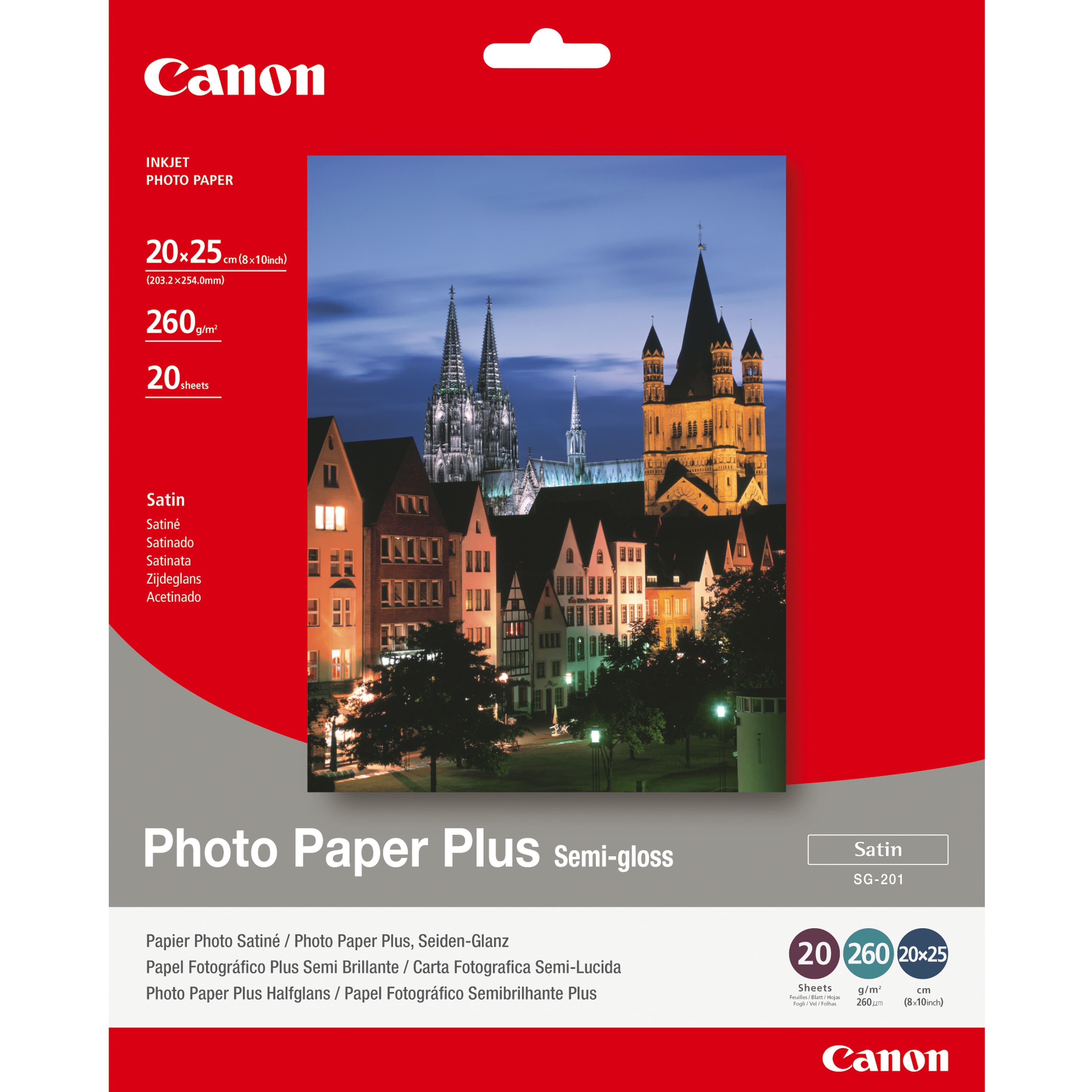 Canon SG-201 Photo Paper Plus Semi-Gloss 260 g/m² - 8x10", 20 Sheets