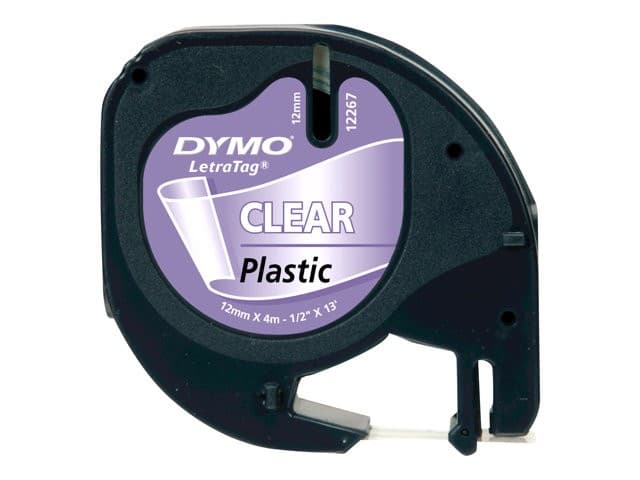 DYMO LetraTAG 12267 (S0721530) - plastic tape - black on clear - 1 cassette(s) - Roll (1.2 cm x 4 m)